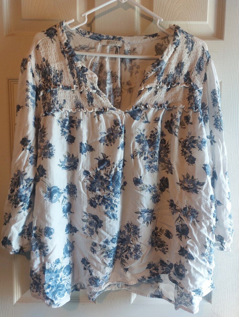 Women's 3x Blue Floral Blouse
